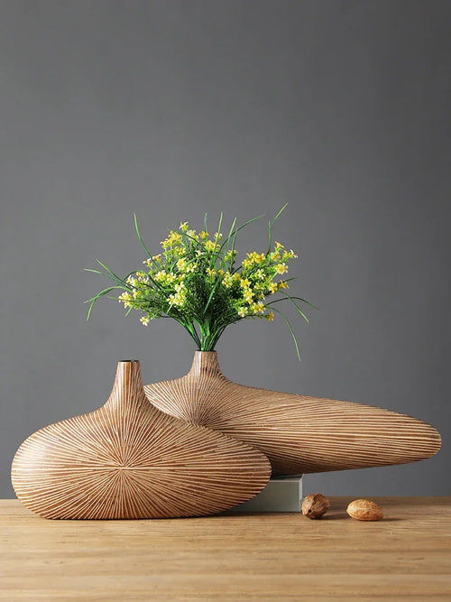 vase en résine moderne pour fleurs séchées décoration artisanale - vue 2 sur 9