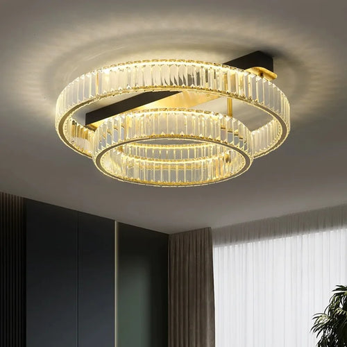 plafonnier de luxe en cuivre et cristal décoration moderne - vue 5 sur 15