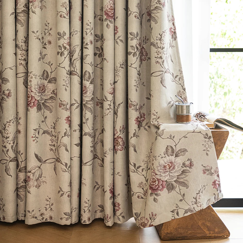Rideau occultant floral élégant pour salon et chambre - vue 1 sur 7