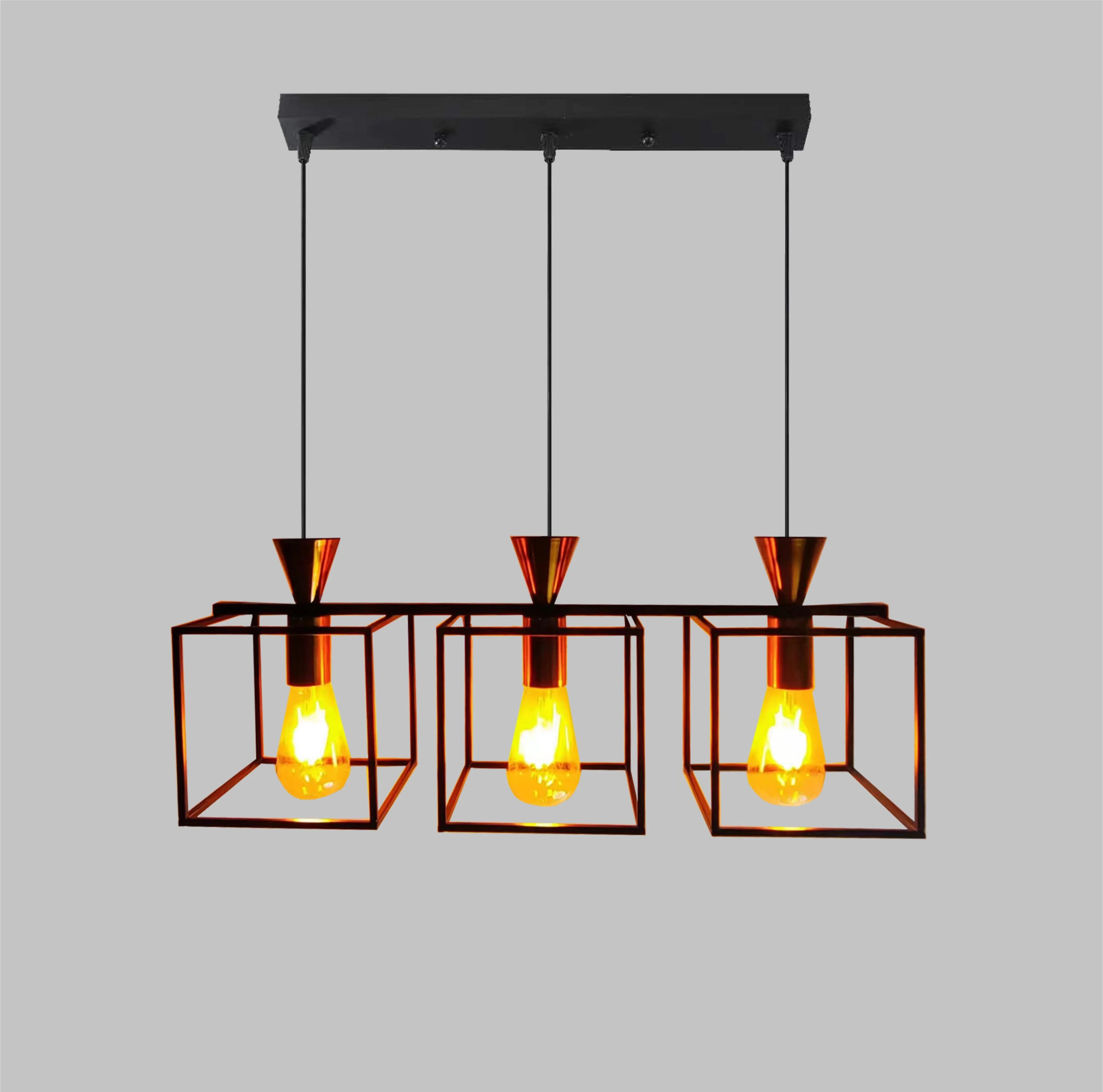 Loft Industrial Style Hexagonal Iron Art Dining Room Chandelier Retro Living Room Bedroom Lamp Bar Edison Creative Lamps - vue 4 sur 16