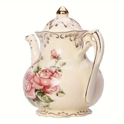 theiere ceramique avec soucoupe style elegant tea time - vue 6 sur 6