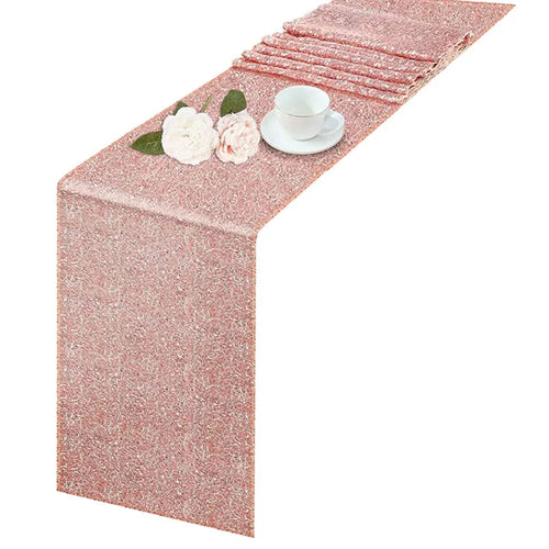 Chemin de table paillettes dorées argentées roses festif