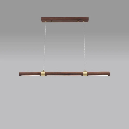 lustre long en bois avec éclairage led suspendu - vue 3 sur 5