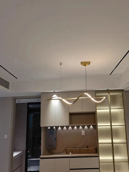 All copper modern minimalist restaurant chandelier, light luxury dining table lamp, Italian minimalist restaurant chandelier - vue 6 sur 11