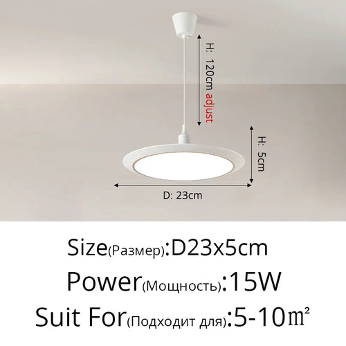 lustre led ultra-mince trois-preuve circulaire moderne minimaliste - vue 20 sur 22