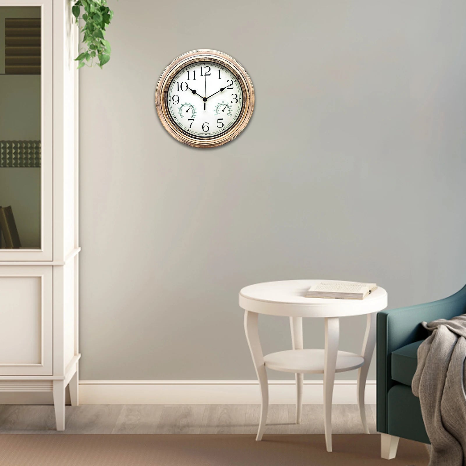horloge murale ronde pour intérieur et extérieur décorative à piles - vue 8 sur 8