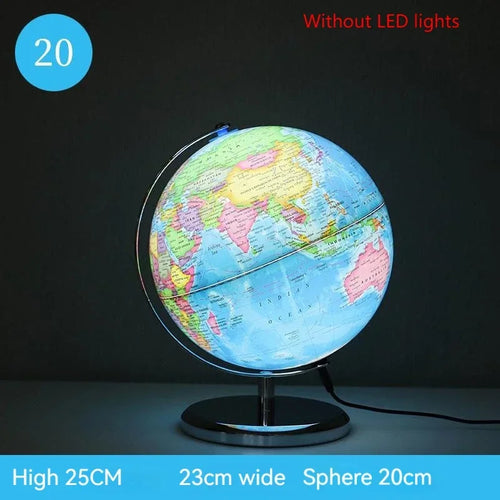 globe terrestre lumineux avec carte du monde éducative - vue 11 sur 10