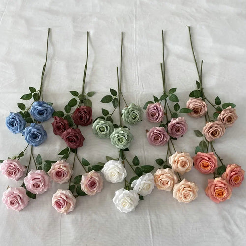fleurs artificielles en velours roses décoratives pour intérieur - vue 6 sur 14