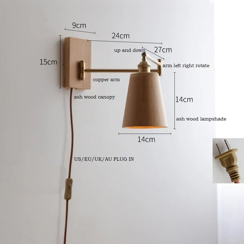 Applique murale LED en bois de frêne et de noyer - vue 9 sur 23