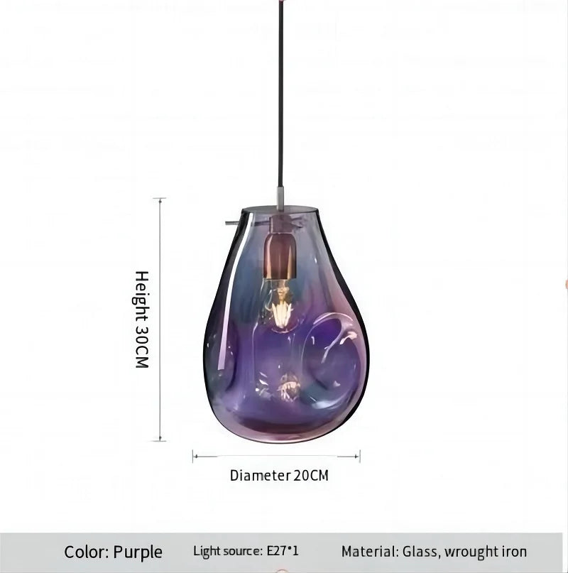 Suspension design moderne simple créatif en verre led nordique macaron - vue 8 sur 10