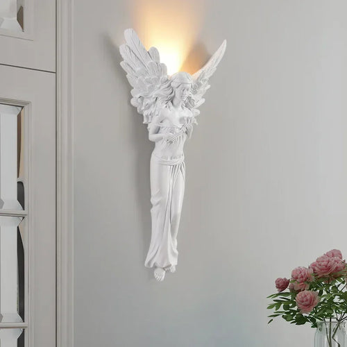 applique murale en résine d'ange sculptée décorative à led - vue 3 sur 19