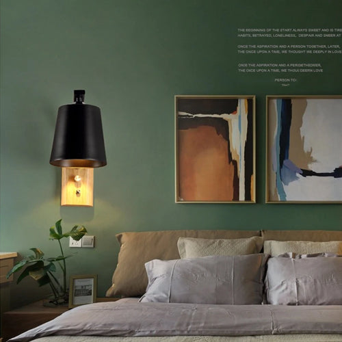 Applique Murale en bois LED avec abat-jour en métal - vue 3 sur 8