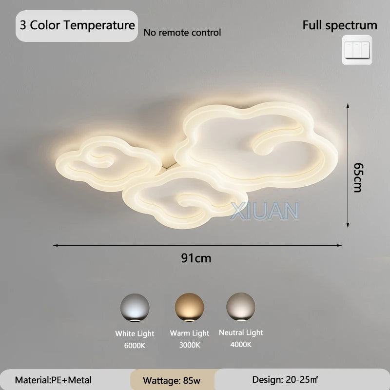 lustre scandinave nuage blanc avec télécommande optionnelle led - vue 9 sur 16