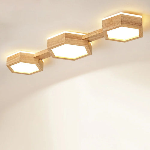 Plafonnier LED en bois au design moderne - vue 2 sur 12