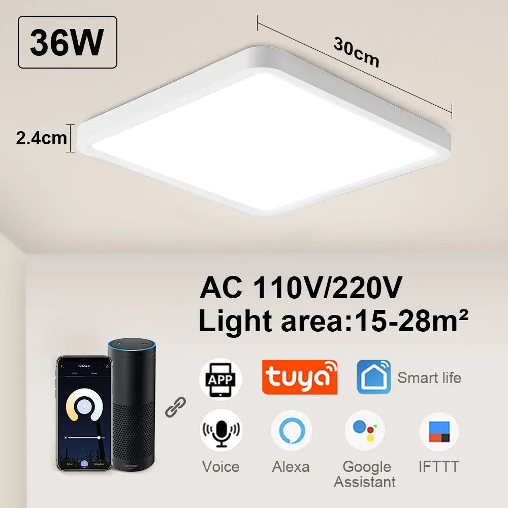 Tuya Smart LED plafonnier App commande vocale Alexa Google télécommande plafonniers carrés salon chambre éclairage - vue 13 sur 22