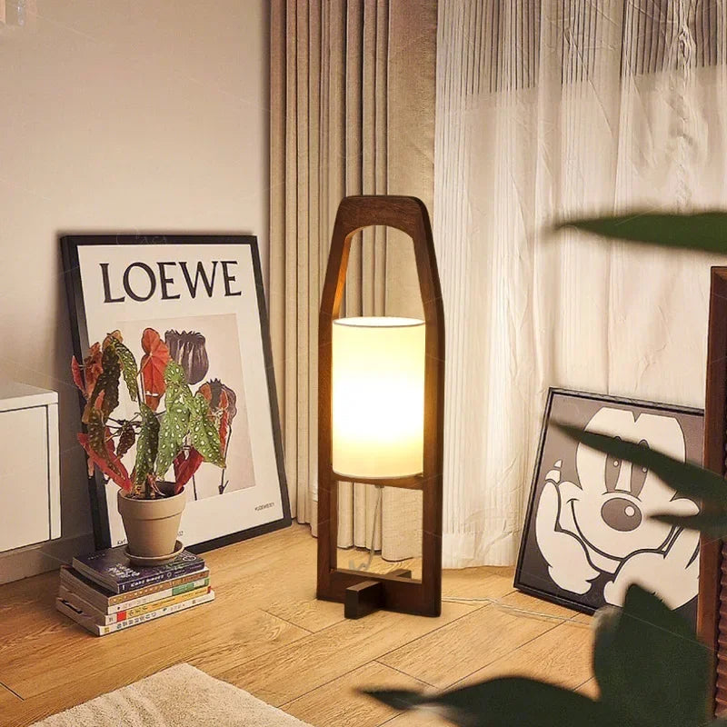 lampadaire japonais rétro en bois massif design créatif et simple - vue 4 sur 6