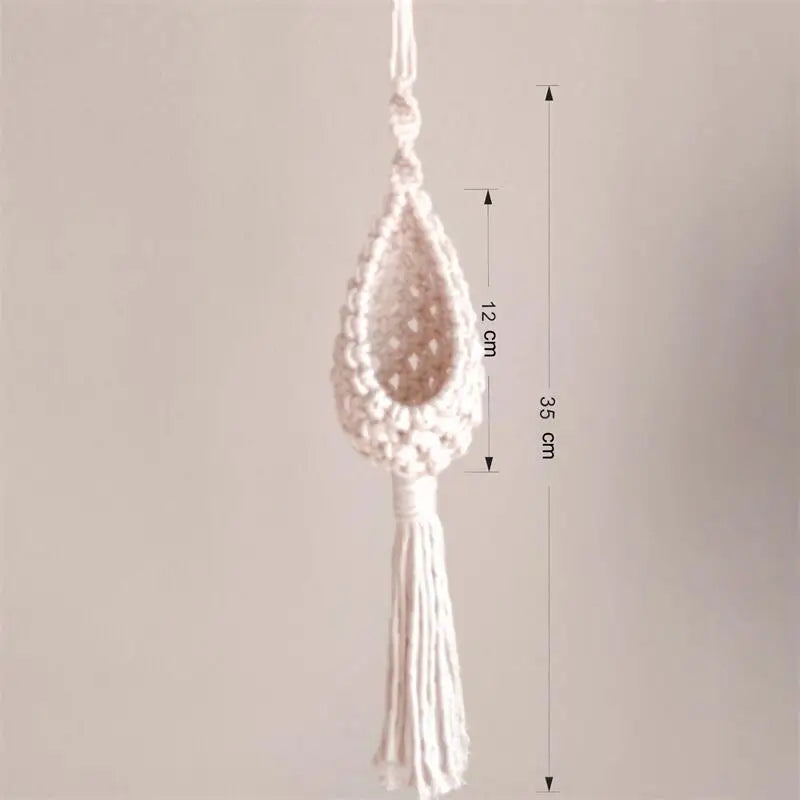 support mural en macramé pour plantes aériennes style bohème - vue 10 sur 10