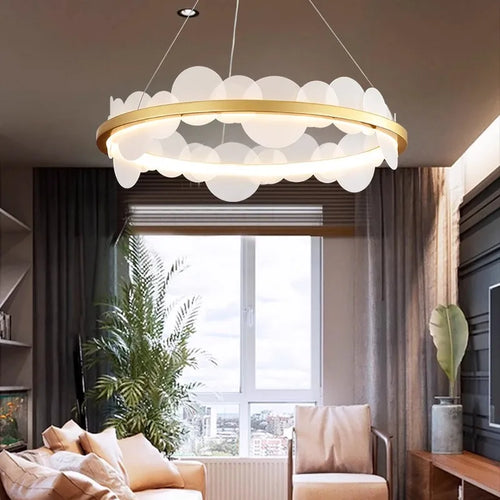 suspension nordique à anneau doré pour décoration intérieure ajustable - vue 2 sur 9