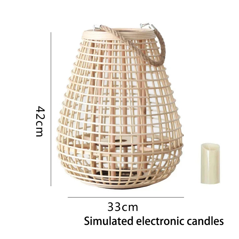 Lampe à vent en rotin avec pieds - vue 18 sur 18