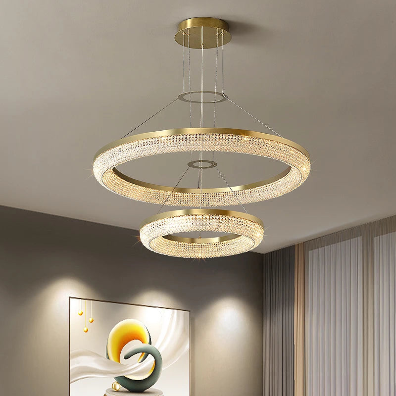 lustre en cristal rond design nordique pour décoration intérieure - vue 3 sur 12