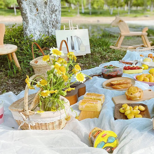 panier pique-nique en osier tressé pour camping grande capacité - vue 6 sur 8