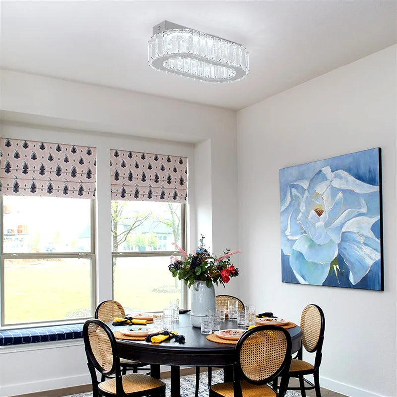 plafonnier ovale en cristal led pour décoration de cuisine - vue 4 sur 8
