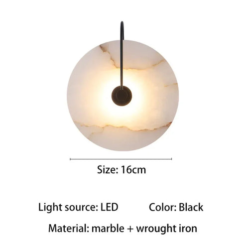 Applique murale LED marbre moderne luxe noir or - vue 10 sur 11