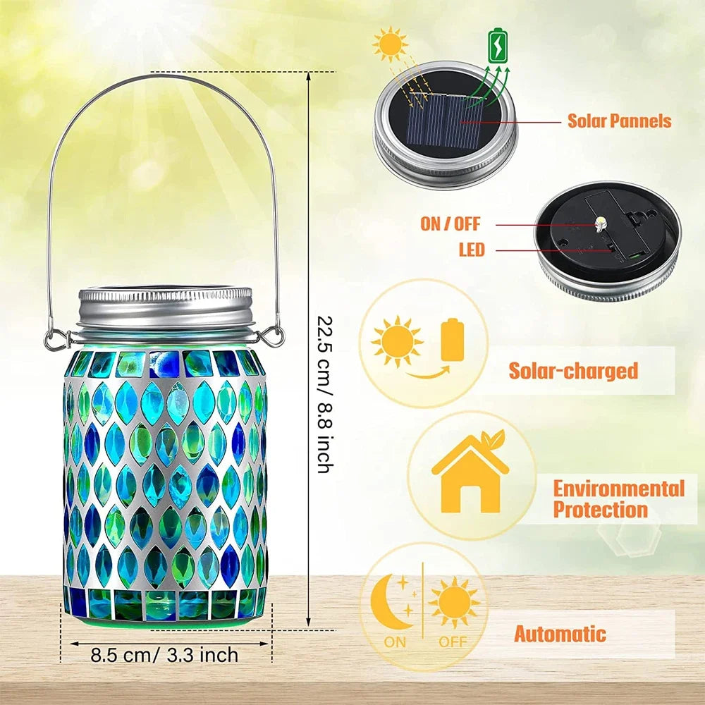 lanterne solaire décorative pour jardin en mosaïque - vue 4 sur 12