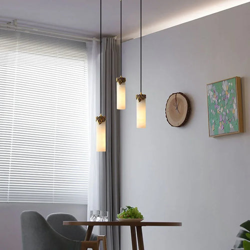 suspension en marbre naturel et cuivre en laiton - vue 4 sur 8
