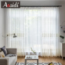 Voilage brodé tulle transparent style moderne salon chambre