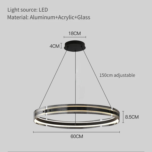 lustre circulaire en verre créatif pour un éclairage design