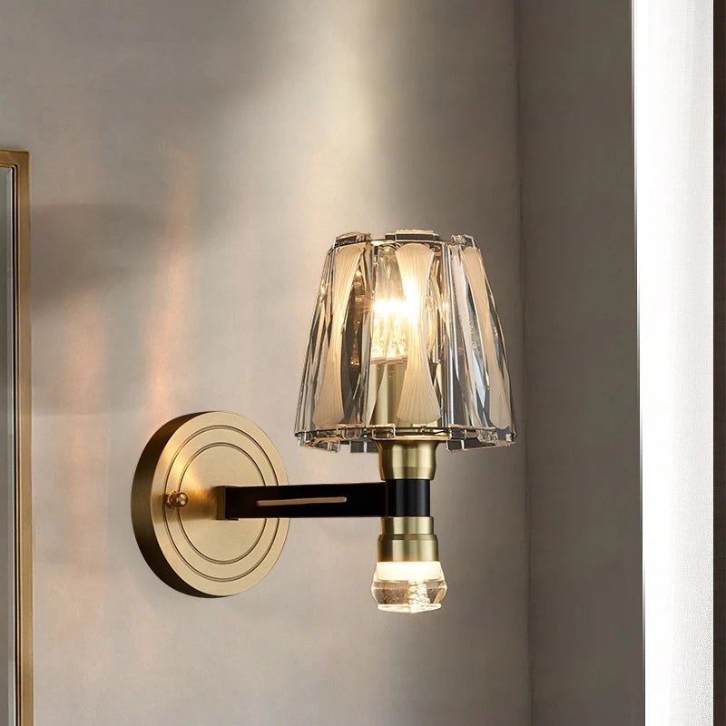 Applique murale de luxe américaine en cuivre et cristal - vue 3 sur 7