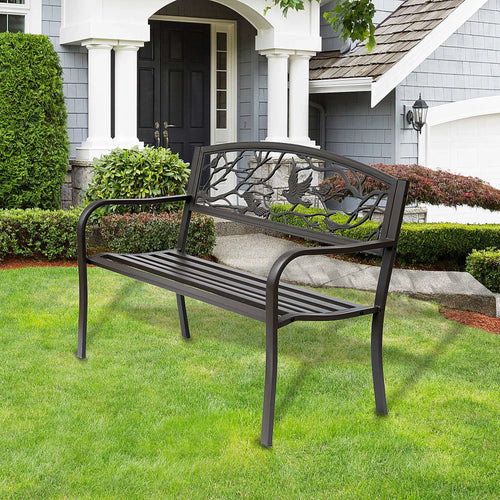 banc de jardin marron avec dossier animal design élégant et confortable - vue 3 sur 6