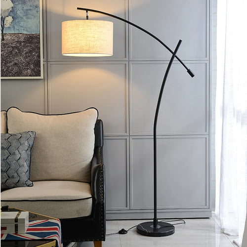 Lampadaire en métal luxe avec abat-jour en tissu - vue 8 sur 9