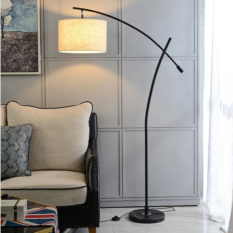 Lampadaire en métal luxe avec abat-jour en tissu - vue 7 sur 9