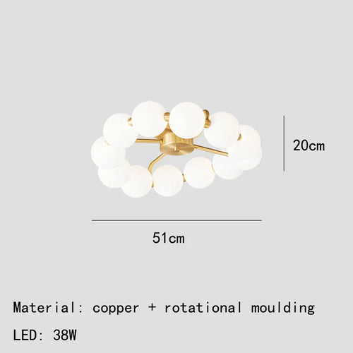 lustre à led avec anneau en cuivre et boule acrylique - vue 11 sur 10