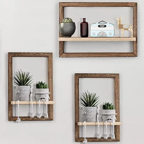 étagère murale flottante en bois design géométrique pour rangement intérieur - vue 3 sur 6