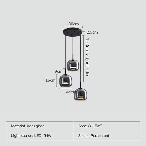 suspension moderne en verre noir pour décoration intérieure - vue 10 sur 9