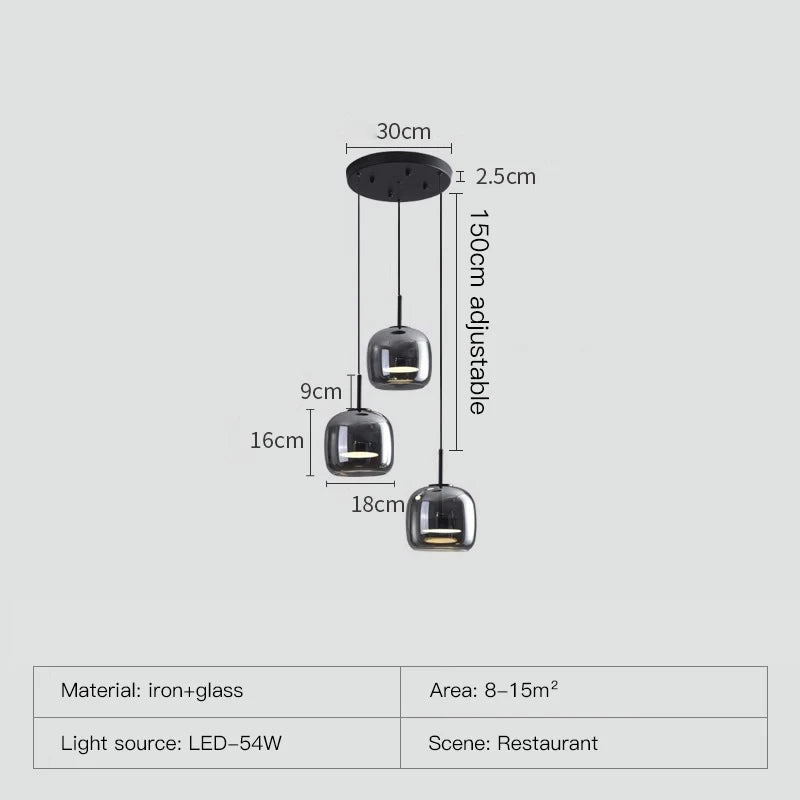 suspension moderne en verre noir pour décoration intérieure - vue 9 sur 9