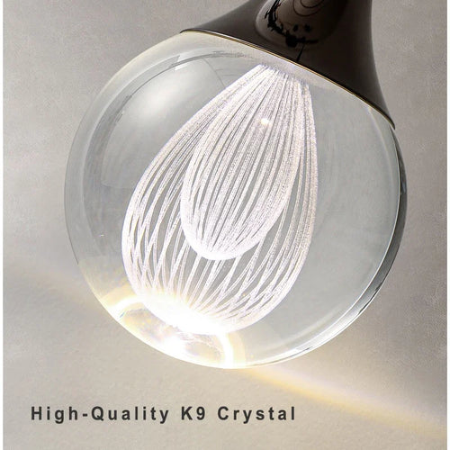 Lamp Globe Crystal Pendant Light 1-Light Mini Pendant Lighting For Kitchen,Teardrop Crystal Pendant Lamp For Bedroom Dining Roo - vue 3 sur 12