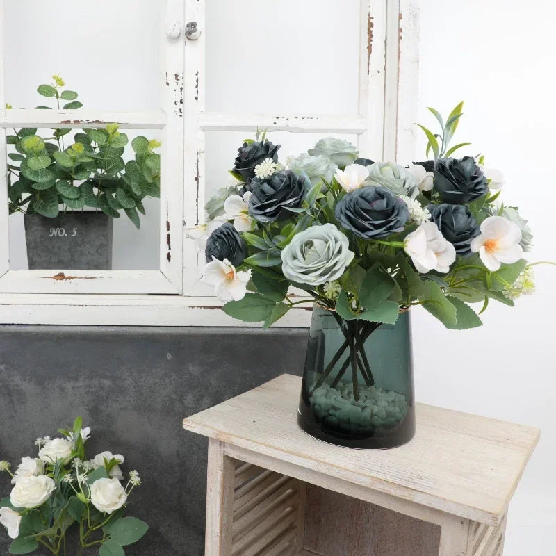 bouquet de roses artificielles en soie pour décoration intérieure - vue 5 sur 12