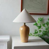 Vintage Table Lamp Desk Light with Wood Stand Fabric Shade