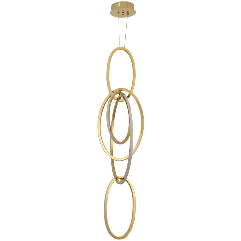 Modern Creative Stainless Steel Led Dining Room Chandelier Golden Staircase Living Room Light, Hanging Chandelier In Bedroom - vue 6 sur 11