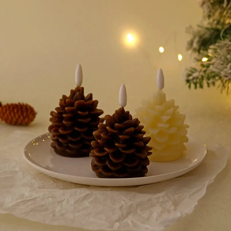 bougie led pomme de pin sans flamme pour décoration intérieure festive - vue 2 sur 7