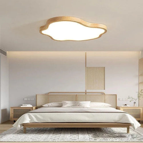 Plafonnier LED en bois au design nordique moderne - vue 2 sur 8