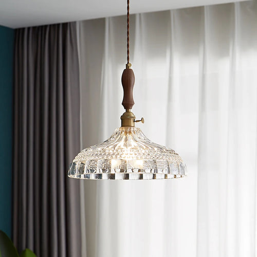 suspension luminaire nordique en bois verre et laiton rustique moderne - vue 2 sur 22