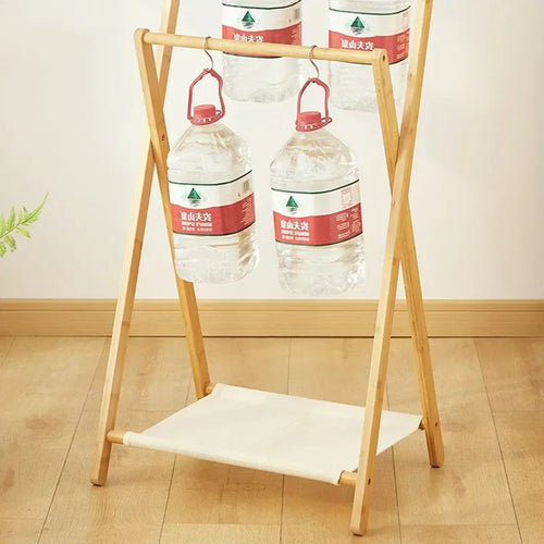 porte-manteau pliable avec étagère de rangement multifonctionnel - vue 5 sur 10