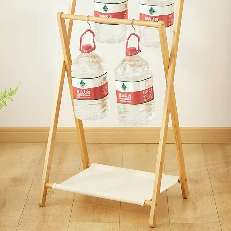 porte-manteau pliable avec étagère de rangement multifonctionnel - vue 5 sur 10