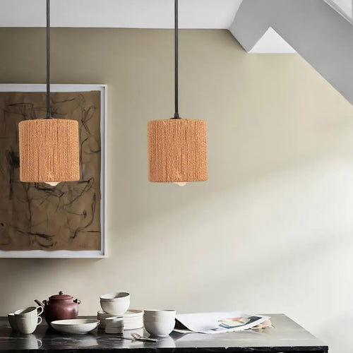 lampe suspension cage en fer rotin style industriel vintage - vue 5 sur 7