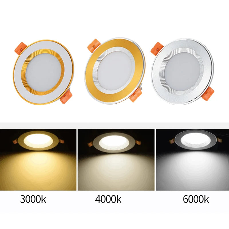 Foco LED empotrable redondo para cocina, lámpara de 7W, 9W, 12W, 15W, 18W, CA 220V,  impermeable, blanco cálido y frío - vue 5 sur 9